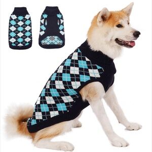 Large Dog Knitted Plaid Warm Soft Sweater